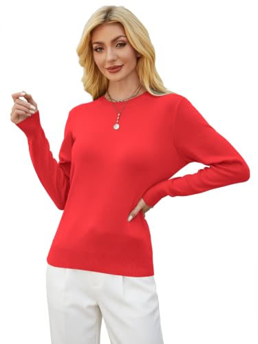 Image of GKBK Women's Wool Blend Sweaters 2026 Fall Fashion Lightweight Business Casual Outfits Long Sleeve Crew Neck Pullover Tops