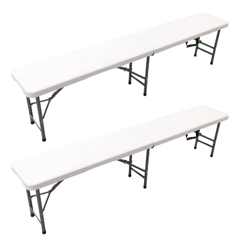 The Homeweeks Pack 2 Bancos Plegables Solid180cm | portátiles | Normativa Uso público Interior/Exterior | EN 581-1/2 | Tablero Resina HDPE 4cm | Estructura Acero | Capacidad 3-3 Personas