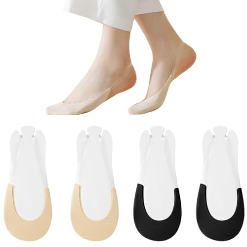 IOURVYA 6 Pares Calcetines Invisibles Mujer Antideslizante Calcetines Cortos Gris Desnudo Negro 36-39