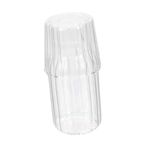 STOBOK ??ガラス冷水壺 耐熱耐冷 家用ウォーターポット 携帯便利 ベッドサイドウォーターカラフェ カップ付き 飲料保存向け