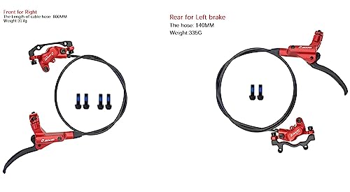 NYK Zoom 4 Piston Hydraulic Disc Brakes Mountain Bike Sets MTB Front & Rear Set with Floating Disc Rotor 160mm & Color Bolts (Red) - Image 2