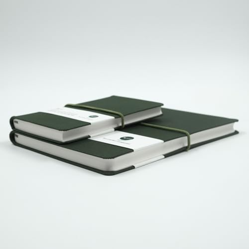 Image of Comma Regina Combo | A5 Size Hard Bound Notebook & A6 Size Hard Bound Pocket Notebook with a Horizontal Elastic Band Closure | 192 Pages | 80gsm Natural Shade Paper | Linen Fabric Cover Material - Dark Green