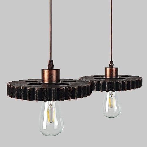 Lustre industriel steampunk en bois noble et métal pour plafond exigeant - 4