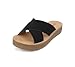 Soda LUCY ~ Women Open Toe Flatform Platform Crisscross Band Upper Fashion Slide Sandals (Black, 7)