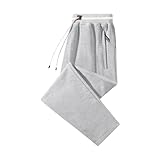FoxQ Mens Sweatpants with Pockets Sports Joggers Athletic Running Casual Yoga Pants Loose Fit Straight Leg Open Bottom (Pale Heather Grey, Large)