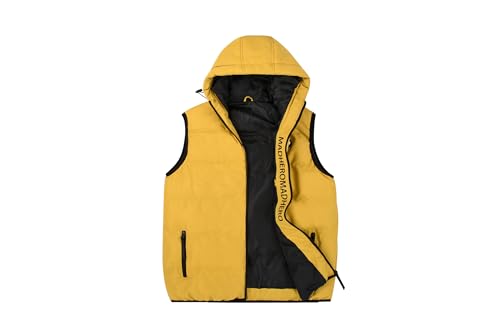 Image of Mywu Mens Puffer Vest with Hood Winter Outdoor Quilted Sleeveless Jacket