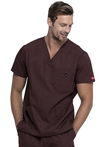 Image of Dickies Mens V-Neck Scrub Top with 5 Pockets - Medical & Nursing Uniform Shirt, Side Vents - 81906