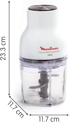 Moulinex Hachoir électrique 400 ml 4 lames Fonctions 3 en 1 Emince Hache Mixe Système de pression simple Moulinette Essential DJ520110 - vue 6
