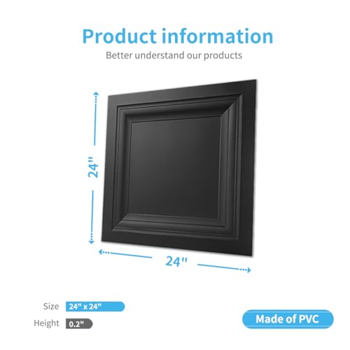 Image of Art3d 24-Pack PVC Waterproof Drop Ceiling Tiles, 2 x 2 ft, Square, White