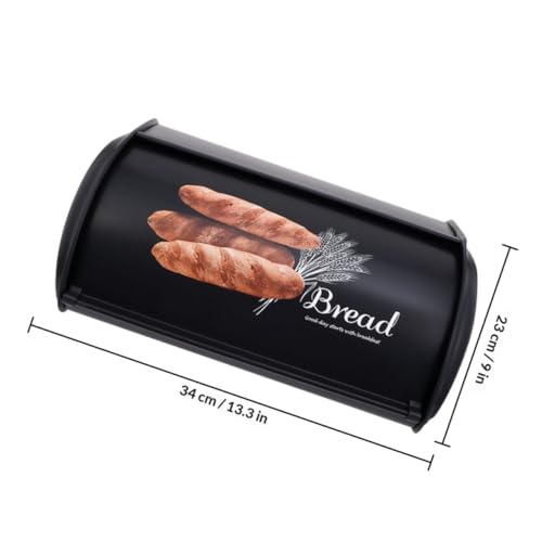 Boîte à pain noire en métal Uonlytech | Rangement stable rétro pour cuisine - 3