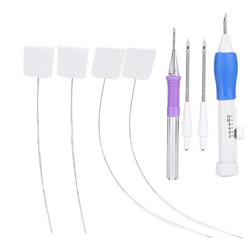 Qiilu Punch Needle Set, Stainless Steel Needles, Embroidery Sewing Craft Tool, Sharp Points, Blue & Purple, Hand Sewing Accessories - Image 4