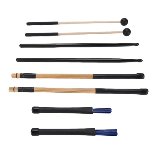 Juego de baquetas, mazos y cepillos para batería de madera de arce con acabado antideslizante y mango de goma para interpretaciones de jazz y folk miniatura 5