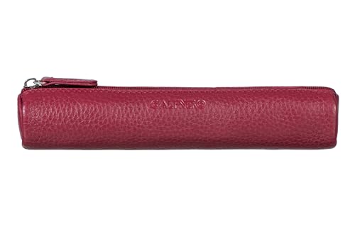 Image of Calfnero Genuine Leather Pen-Case for Men & Women | Premium Brodo Leather Pencil-Pouch with Zipper | Cylindrical Pen-Holder Organizer for Pen, Pencils & Stationery | Unisex Pen-Sleeve