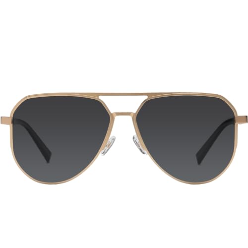 DUCO Mens Sunglasses Retro Oversized Metal Frame Vintage Polarized Sunglasses for Women Fashion Shades UV Protection DC3039