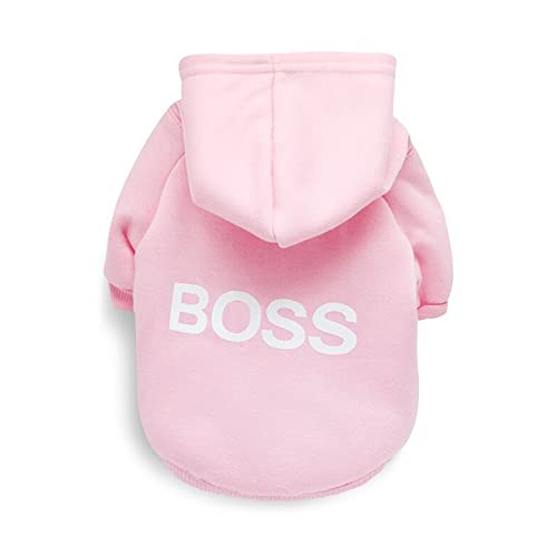 LtuzPet Hund Boss Hoodie Pullover - Weiche Fleece Haustier Kleidung Warme Jacke Mantel