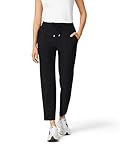 Cable & Gauge Women's Smock Waist Pants, Knit Fabric, Adjustable Drawstring, Ankle-Length, Casual Wear, Jetblack, XXL (US, Alpha, Small, Regular, Regular, Jet Black)