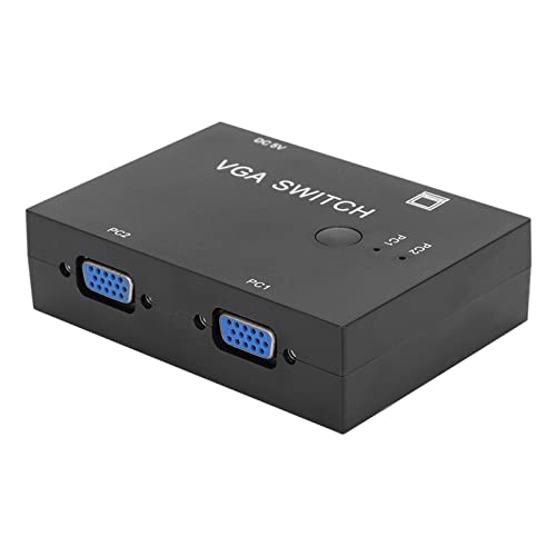 Zunate Commutateur Vidéo VGA 2 Ports, Répartiteur VGA 2 en 1 Sortie Boîtier de Commutation VGA pour 2 PC à 1 Moniteur Partage D'affichage LED, Accessoire D'ordinateur