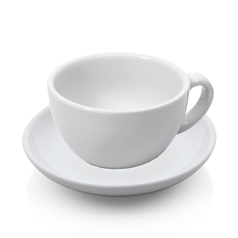 18x Cappuccino Tasse Obertasse + Untertasse Italia 200 ml weiß, Porzellan