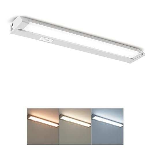 ANWIO Barra LED Sottopensile Cucina 6W,Luce LED Sottopensile Cucina,Striscia LED Sottopensile,Lampada LED Dimmerabile Sottopensile,neon LED,Luce Notturna,3000K/4000K/6500K,480LM,Lunga 35.6CM EUM-M2
