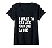 Damen Ich will essen und Einrad Funny Butt Toys T-Shirt mit V-Ausschnitt