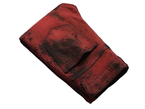 Men Tie and Dye Stretch Denim Jeans Slim Straight Pants Streetwear Trousers