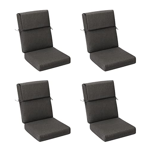 Aoodor 46 x 21 x 4 Inches Patio High Back Chair Cushions, Olefin Fabric Slipcover, Sponge Foam Filling, Set of 4, Charcoal