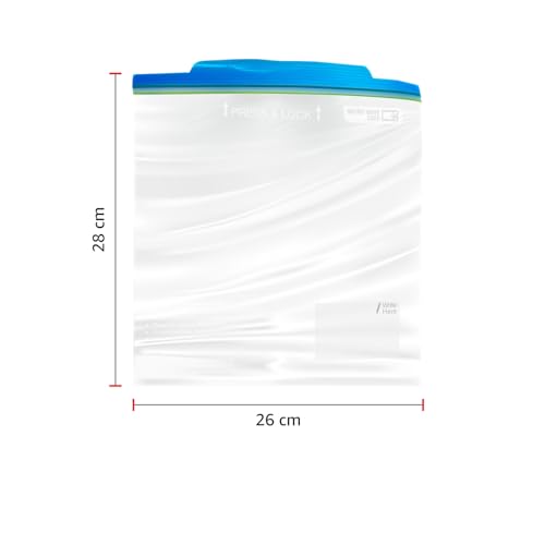 Image of Amazon Basics - Multipurpose Zip Lock Storage Bags | 15 Bags | Medium | 26 x 28 cm | Reusable and Reclosable with Double Zipper | Material Plastic | Leak- Proof | Food Grade | Microwave Safe