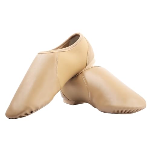 Dance Jazz Shoes,Round Toe Soft Leather Dance Slippers for Women/Men.