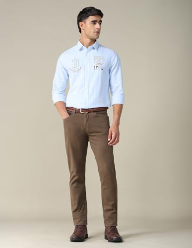 Image of U.S. Polo ASSN. Striped Regular Fit Shirt for Men - 100% Cotton, Breathable & Comfortable, Full Sleeves Casual Shirt for Men
