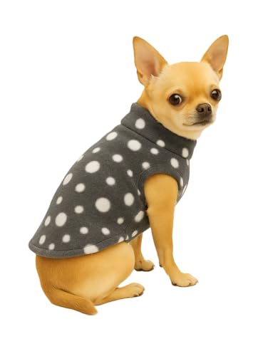 Image of The Pets Company Dog Winter Coat Jacket, Clothes, Windproof, Light Weight, Washable, Ultra Warm Thick Fleece Lined Dog Vest for Cold Weather Protection, (Polka Grey Cherry, X - Small - 12 Inch)