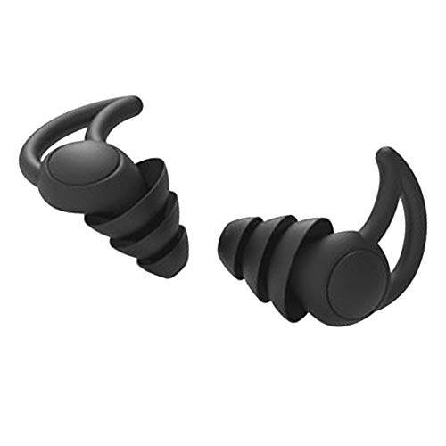 XQK Anti Noise Earplugs Wiederverwendbare und ultraweiche Noise Cancelling Sound Blocking Earplugs zum Schlafen Schnarchen Arbeiten Reisen Reisen Schießen (Black,Three Layers) Cover