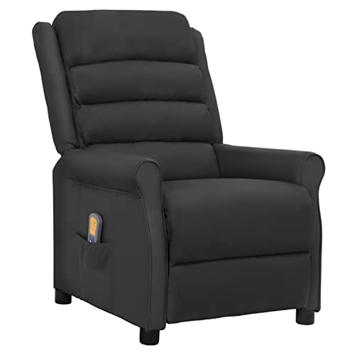 Catherinol Sillón de Masaje reclinable, Sillon Relax Electrico Sofa Relax, Sillon Orejero, Sillon Masajeador, Sillon Cama Individual, Sofa Individual, de Cuero sintético Negro Cover