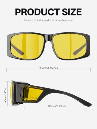 Image of SCVCN Night Driving Glasses Fit Over for Men Women Anti Glare Yellow Lens Polarized Nighttime Glasses S2505