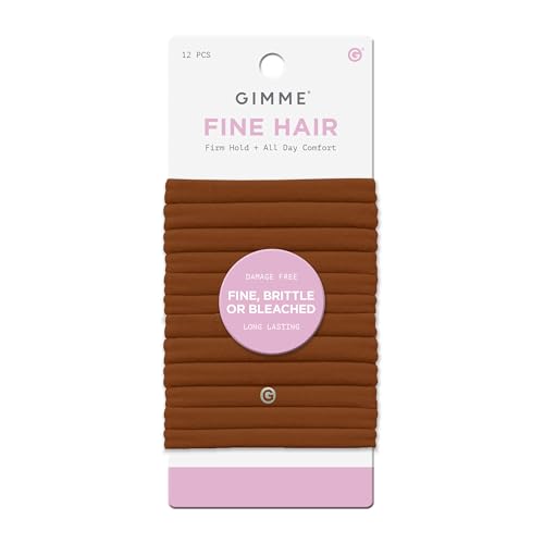 Image of Gimme Beauty Fine Hair Elastic Bands - Slim-Fit Elastic Ties for Fine, Brittle, or Bleached Hair - No-Dent, Gentle-Grip Ponytail Holders for All-Day Comfort - 12 Pack, Red