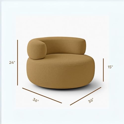 Image of Modern Round Accent Chair, Teal Bookley Fabric, High Density Foam Cushion, Pinewood Frame, Contemporary Style for Living Room Bedroom Office, 36 inchx36 inchx24 (Mustard Yellow)