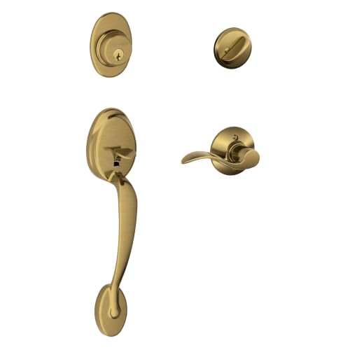 Image of SCHLAGE Front Door Handleset, Left Hand Accent Lever, Antique Brass