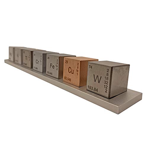 Element 1” Cube Set 7 Pcs - Titanium Tungsten Aluminum Copper Iron Chromium Magnesium - With Display (95.0-99.95% Purity Ti W Al Cu Fe Cr Mg) #TOP7