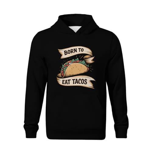 Kids Retro Born To Eat Tacos Taco Lover Boys Girls Lightweight Kangaroo Pocket Fleece Hoodies2