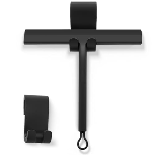 Duschabzieher Schwarz mit Halterung, Silikon Abzieher Dusche...