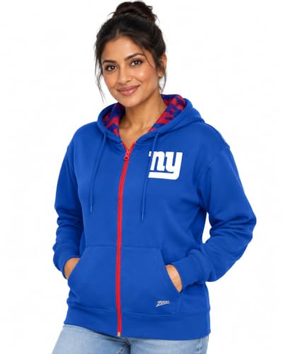 Zubaz NEW YORK GIANTS WOMENS TEAM COLOR FULL ZIP HOOD W/CAMO LINES HOOD LINER