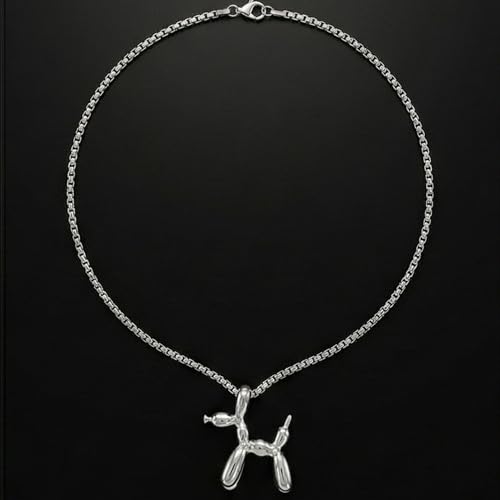Image of THE MEN THING CHROME DOG - 31mm Pure Titanium Steel Pendant with 27inch Round Box 4mm Chain for Men & Boys