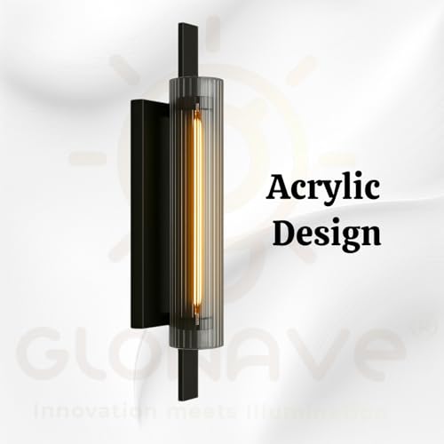 Image of Glowave Golden Acrylic Light Cylindrical Design Long Wall Lamp for Living Room Bedroom Bedside - Tricolour (White, Warm White, Natural White) (552-Bk)