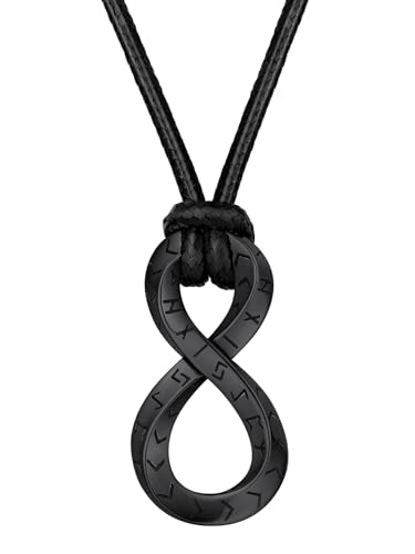 FaithHeart Wikinger Rune Anhänger für Herren Damen, Infinity Unendlichkeit Schmuck mit Rune Symbol, Wikinger Amulett mit Geschenkbox für Weihnachten Geburtstag