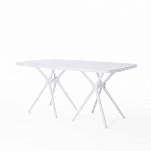 Table de jardin rectangulaire Oliver blanche 158x78cm - 2