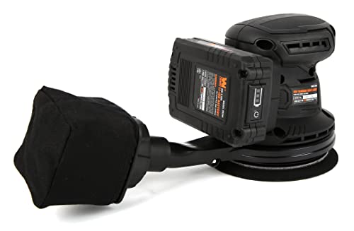 Image of WEN Cordless Orbital Sander, Brushless with 5-Inch Random Orbit Pad, 20V Max 2.0 Ah Lithium-Ion Battery and Charger (20405),Black