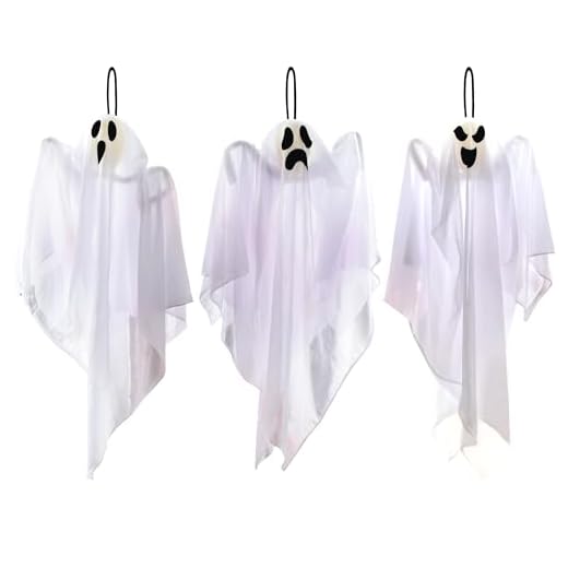JOYIN 3Pcs Decoración de Fantasma de Halloween (25,5"/65cm), Fantasmas Colgantes, Bonito Fantasma Volador para Patio Delantero, Jardín