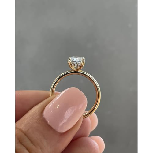 Handmade Carly 1CT-3CT Hidden Halo Radiant Cut Moissanite Engagement Ring for Women Solitaire Wedding Anniversary Ring Promise Gifts for Her 925 Silver, 10K/14K/18K Solid Gold3