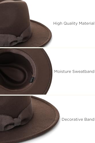 Image of BABEYOND 1920s Fedora Hat for Men Gatsby Wide Brim Fedora Hat Felt Panama Cap with Band for Women Men