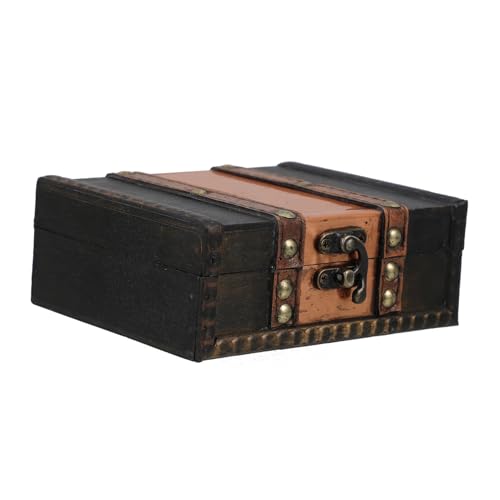 CAXUSD Antique Style Wooden Keepsake Box Lockable Jewelry Organizer Decorative Trinket Box Small Storage