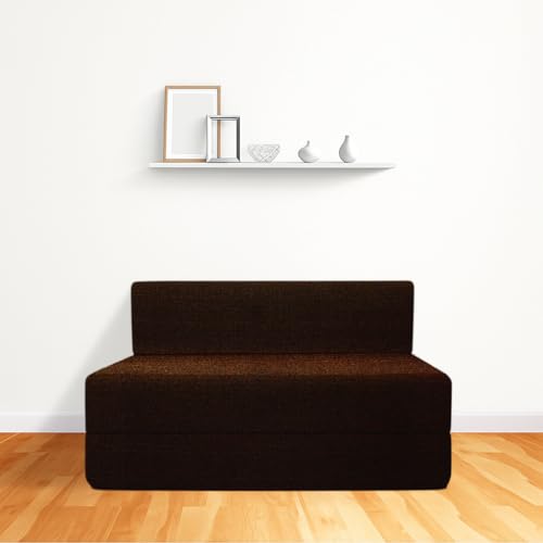Image of CELLBELL Comfy Sofa Cum Bed 4x6 Feet | Foldable Dual Use Couch Bed with Soft Cushions, Washable Fabric Cover & Sturdy Frame | Space Saving Modern Design for Living Room, Bedroom & Guest Use (Brown)